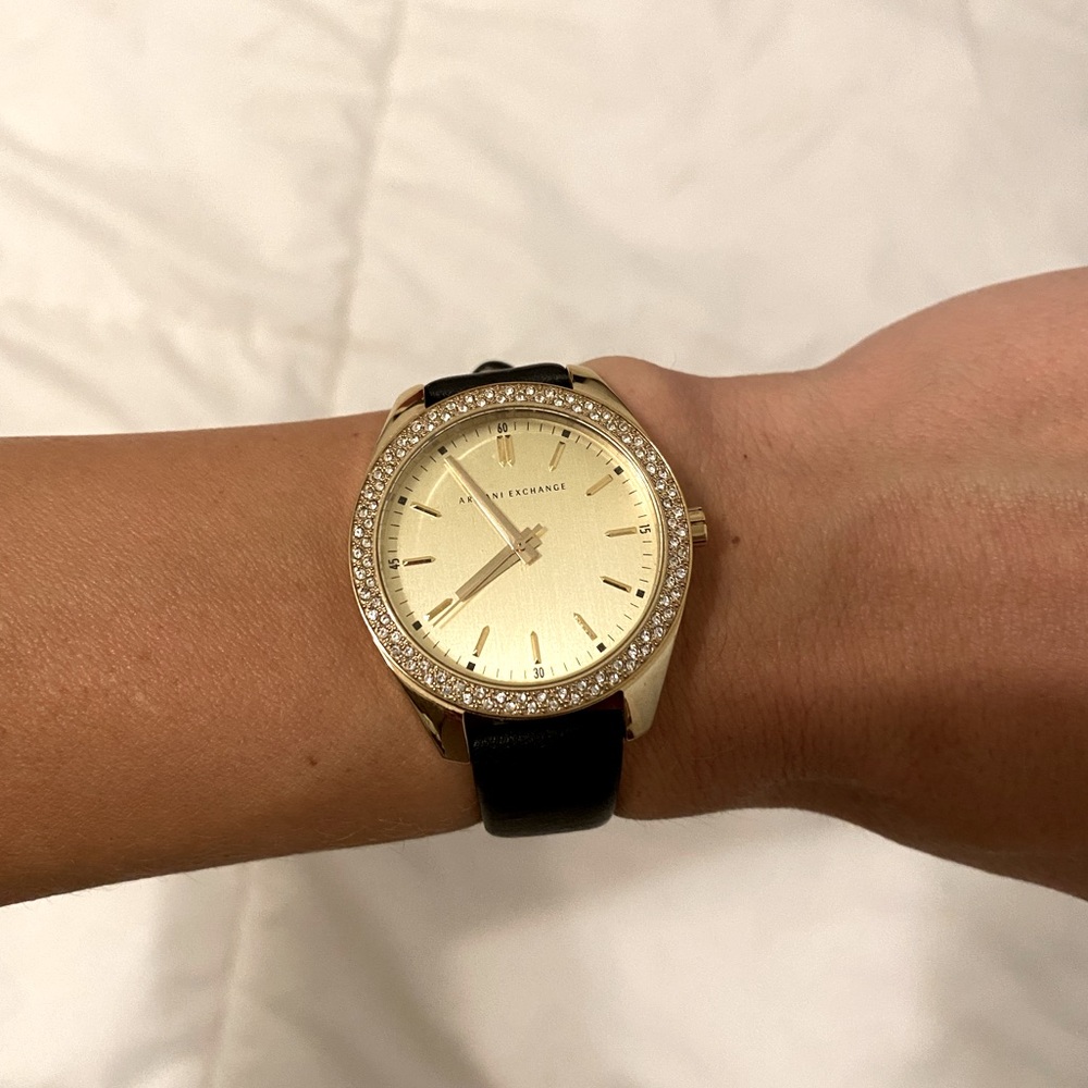 Gold Armani exchange wristwatch